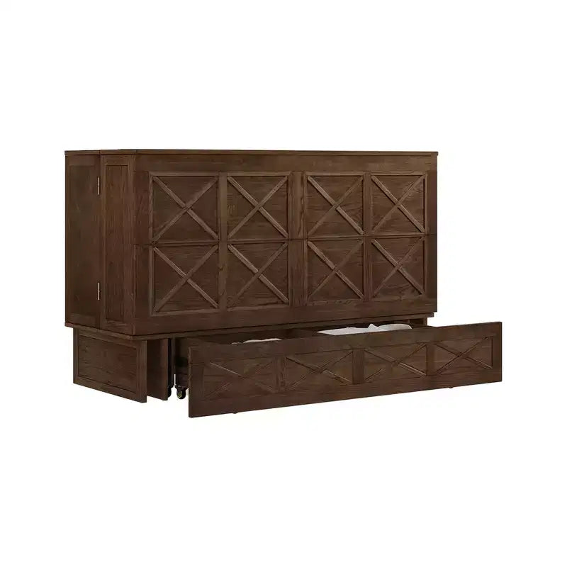 Keloyid Haimyy Solid Wood Frame Queen Murphy Bed Chest with Built-in Charger and Strong Drawer