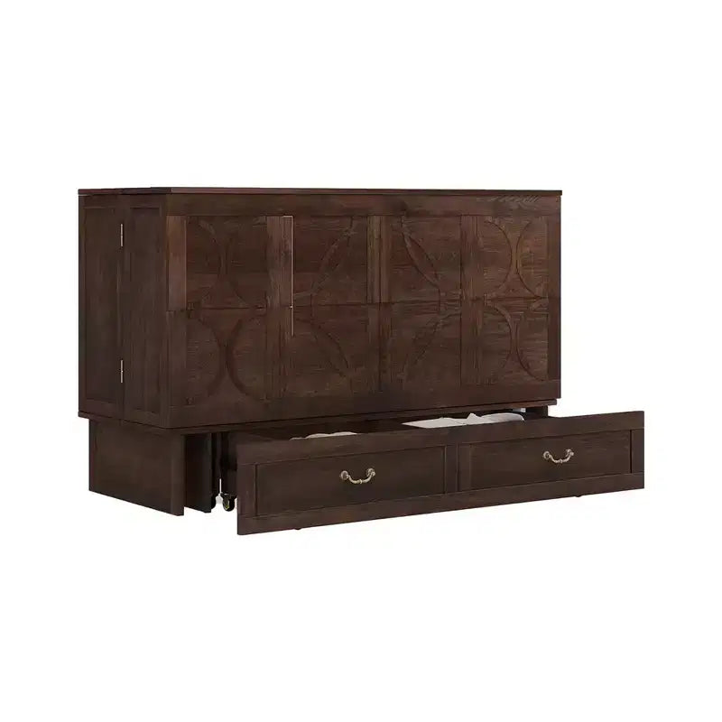 Keloyid Haimyy Solid Wood Frame Queen Murphy Bed Chest with Built-in Charger and Strong Drawer
