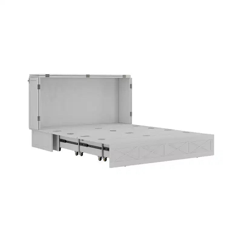 Keloyid Haimyy Solid Wood Frame Queen Murphy Bed Chest with Built-in Charger and Strong Drawer