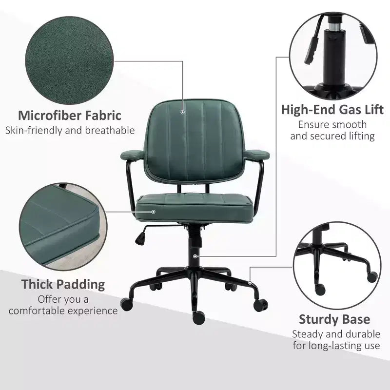 Okak Ergonomic Office Chair with Adjustable Lumbar Support, Upholstered Computer Chair with Adjustable Headrest and Armrest for Home, Office