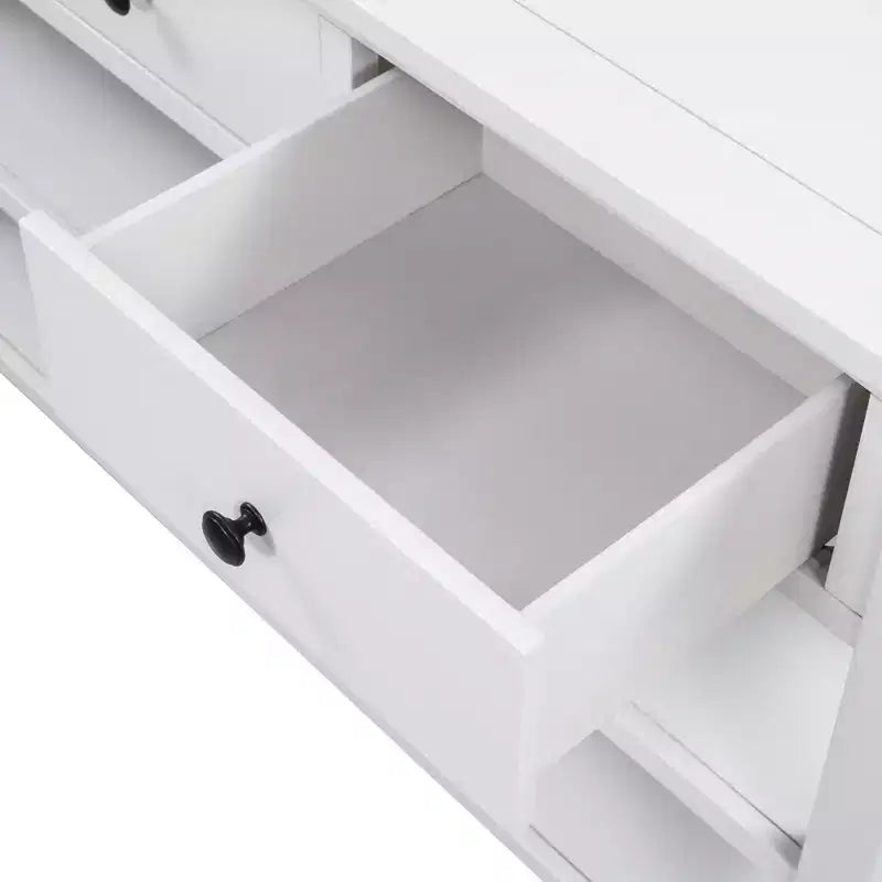 Bellemave Retro Design Console Table with Two Open Shelves, Pine Solid Wood Frame and Legs for Living Room (Antique White)
