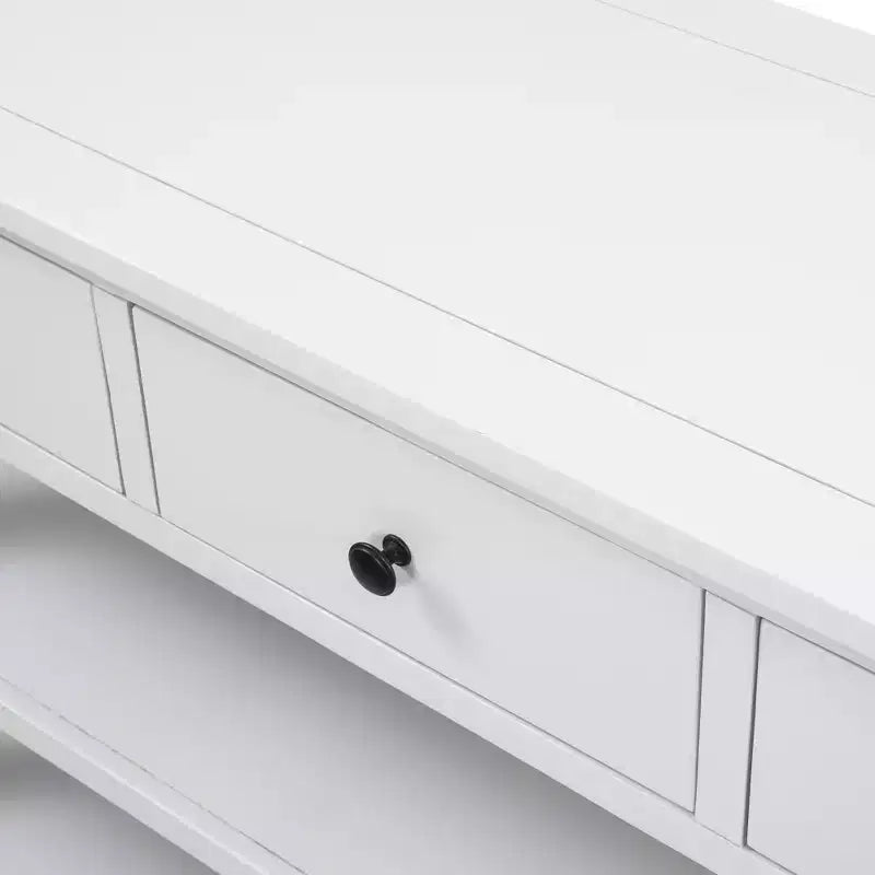 Bellemave Retro Design Console Table with Two Open Shelves, Pine Solid Wood Frame and Legs for Living Room (Antique White)