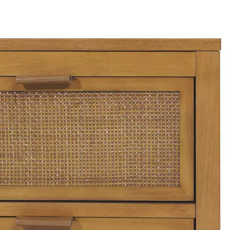 Hatteras Modern Boho 2-Drawer Nightstand with Solid Wood & Natural Rattan Accents-Teamson Home
