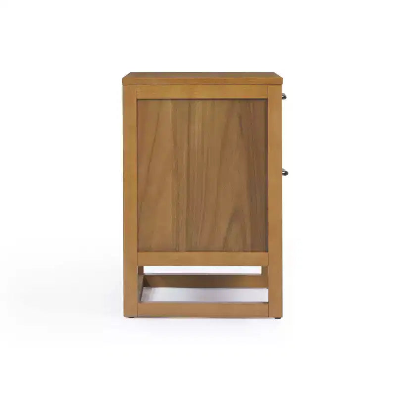 Hatteras Modern Boho 2-Drawer Nightstand with Solid Wood & Natural Rattan Accents-Teamson Home