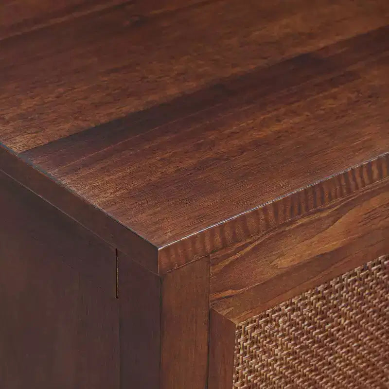 Hatteras Modern Boho 2-Drawer Nightstand with Solid Wood & Natural Rattan Accents-Teamson Home