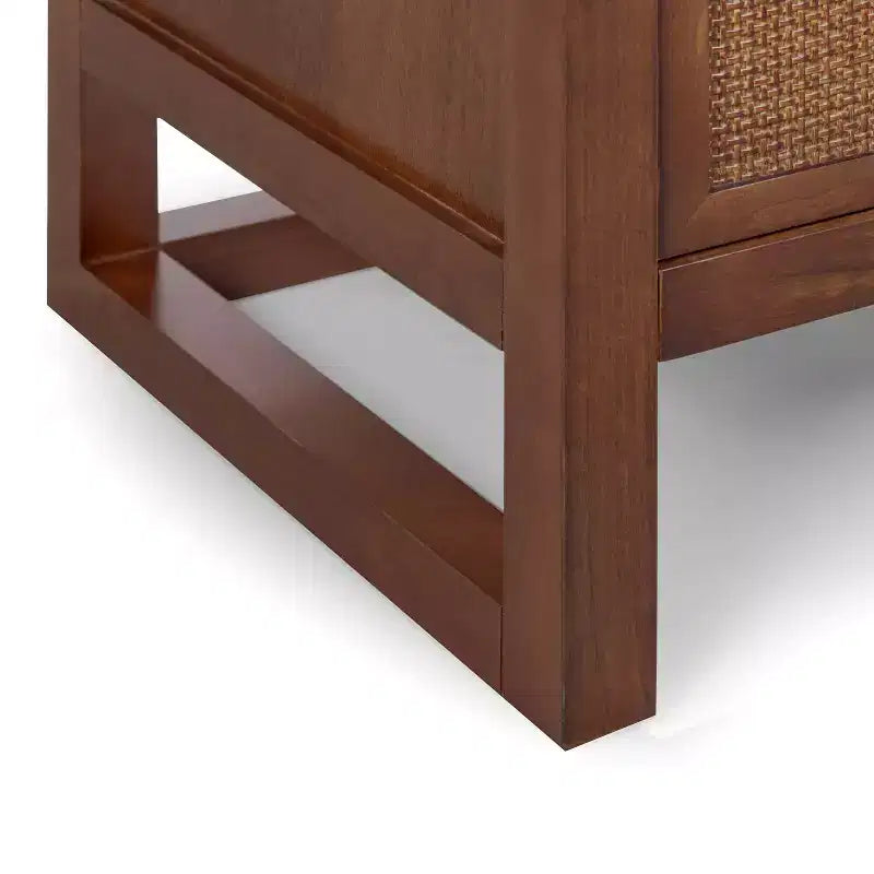 Hatteras Modern Boho 2-Drawer Nightstand with Solid Wood & Natural Rattan Accents-Teamson Home
