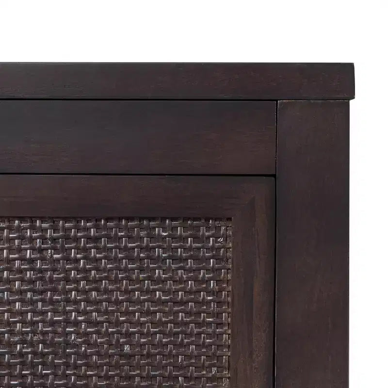 Hatteras Modern Boho 2-Drawer Nightstand with Solid Wood & Natural Rattan Accents-Teamson Home