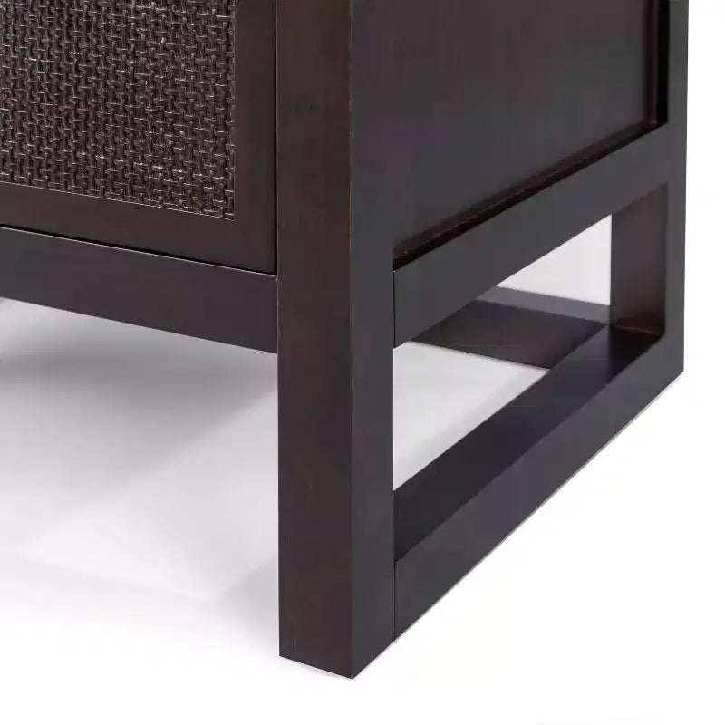 Hatteras Modern Boho 2-Drawer Nightstand with Solid Wood & Natural Rattan Accents-Teamson Home