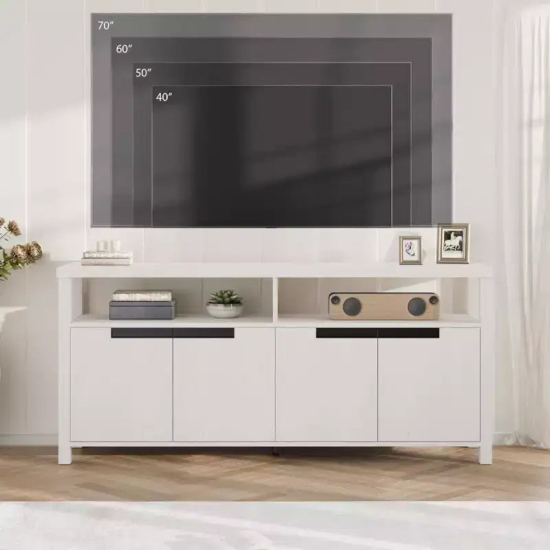 COZONY Farmhouse TV Stand for 70 Inch TV, Tall Entertainment Center with Storage and Adjustable Shelves for Living Room