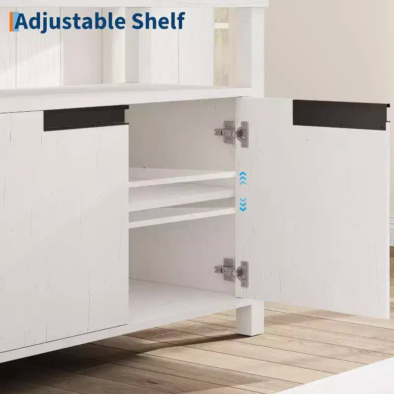 COZONY Farmhouse TV Stand for 70 Inch TV, Tall Entertainment Center with Storage and Adjustable Shelves for Living Room