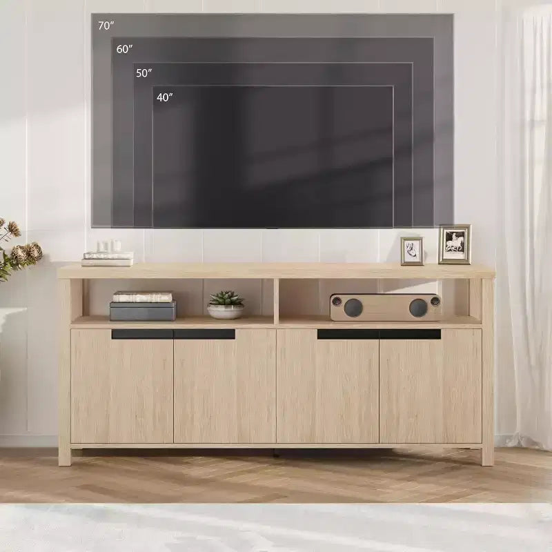 COZONY Farmhouse TV Stand for 70 Inch TV, Tall Entertainment Center with Storage and Adjustable Shelves for Living Room