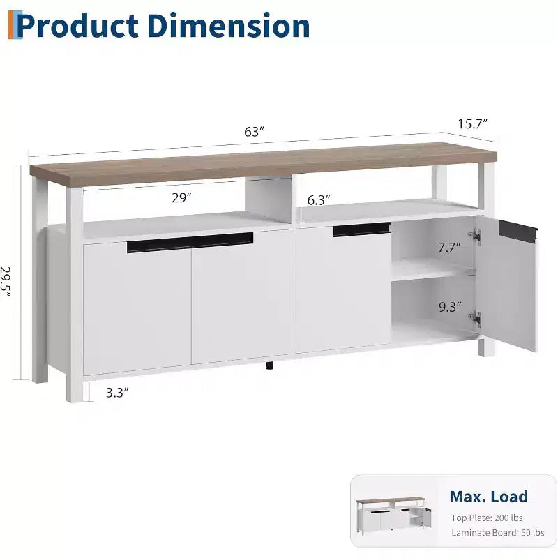 COZONY Farmhouse TV Stand for 70 Inch TV, Tall Entertainment Center with Storage and Adjustable Shelves for Living Room