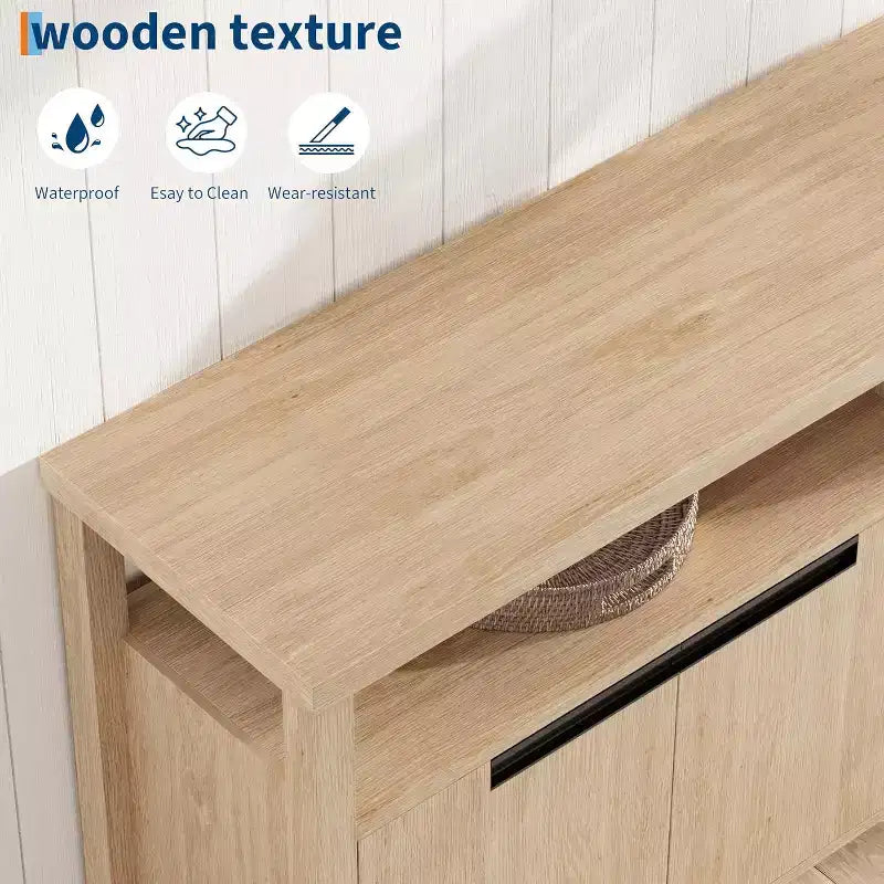 COZONY Farmhouse TV Stand for 70 Inch TV, Tall Entertainment Center with Storage and Adjustable Shelves for Living Room