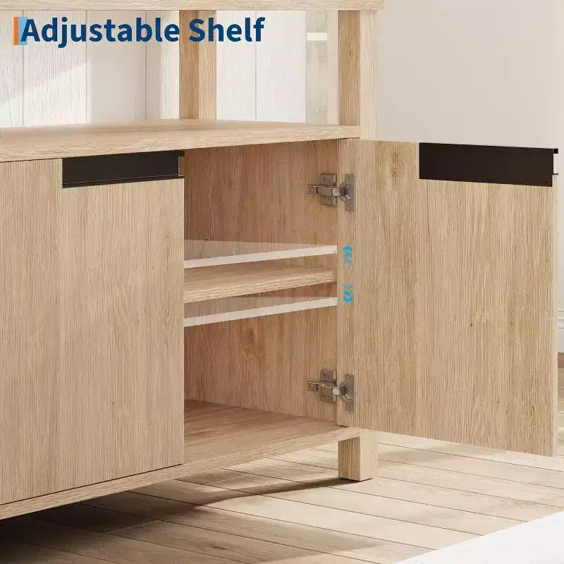 COZONY Farmhouse TV Stand for 70 Inch TV, Tall Entertainment Center with Storage and Adjustable Shelves for Living Room