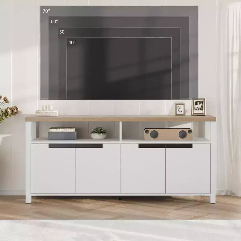 COZONY Farmhouse TV Stand for 70 Inch TV, Tall Entertainment Center with Storage and Adjustable Shelves for Living Room
