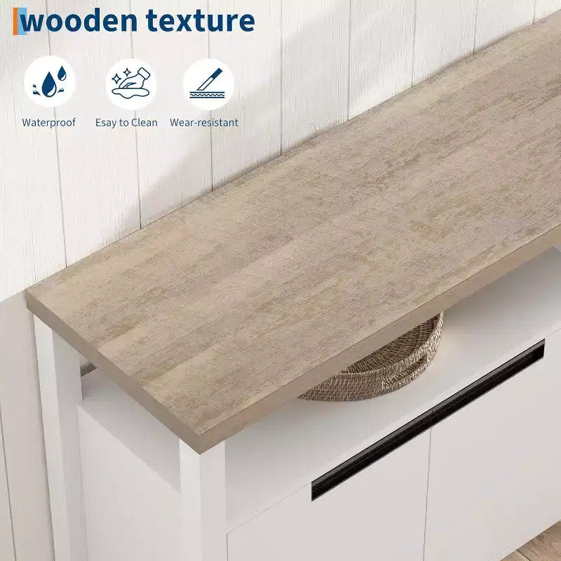 COZONY Farmhouse TV Stand for 70 Inch TV, Tall Entertainment Center with Storage and Adjustable Shelves for Living Room