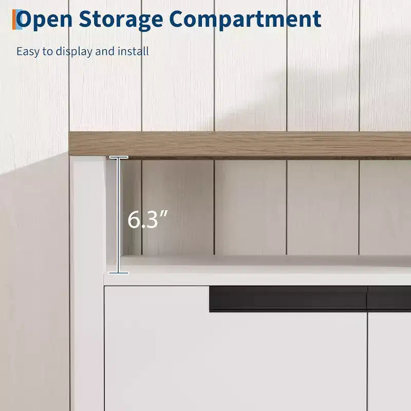 COZONY Farmhouse TV Stand for 70 Inch TV, Tall Entertainment Center with Storage and Adjustable Shelves for Living Room