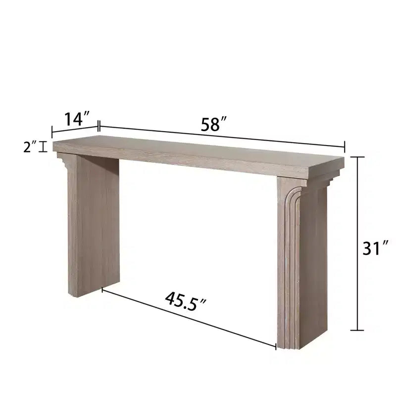 Okak 58IN Minimalist Console Table with Curved Leg Design, Hallway Table with Thick Tabletop and Legs, Entryway Table for Living Room, Foyer