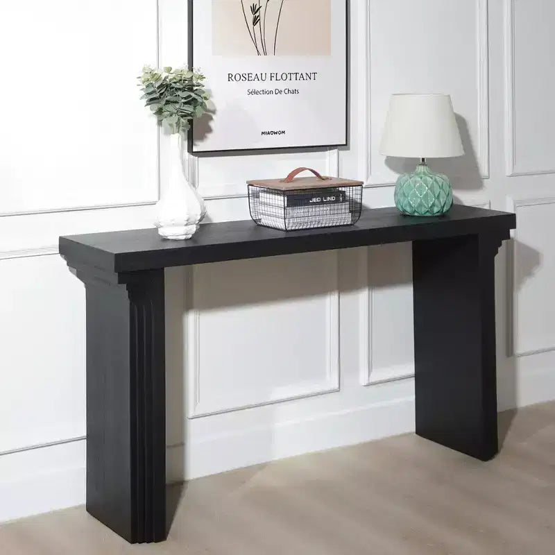 Okak 58IN Minimalist Console Table with Curved Leg Design, Hallway Table with Thick Tabletop and Legs, Entryway Table for Living Room, Foyer