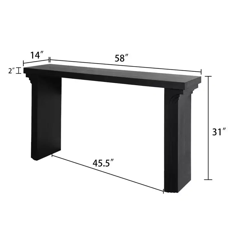 Okak 58IN Minimalist Console Table with Curved Leg Design, Hallway Table with Thick Tabletop and Legs, Entryway Table for Living Room, Foyer