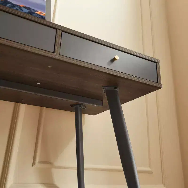Okak 47.24IN Modern Office Desk with Minimalism Design, Computer Desk with 1 Drawers and 2 Shelves, Small Desk for Home, Office