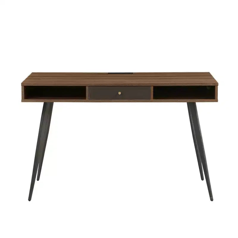 Okak 47.24IN Modern Office Desk with Minimalism Design, Computer Desk with 1 Drawers and 2 Shelves, Small Desk for Home, Office