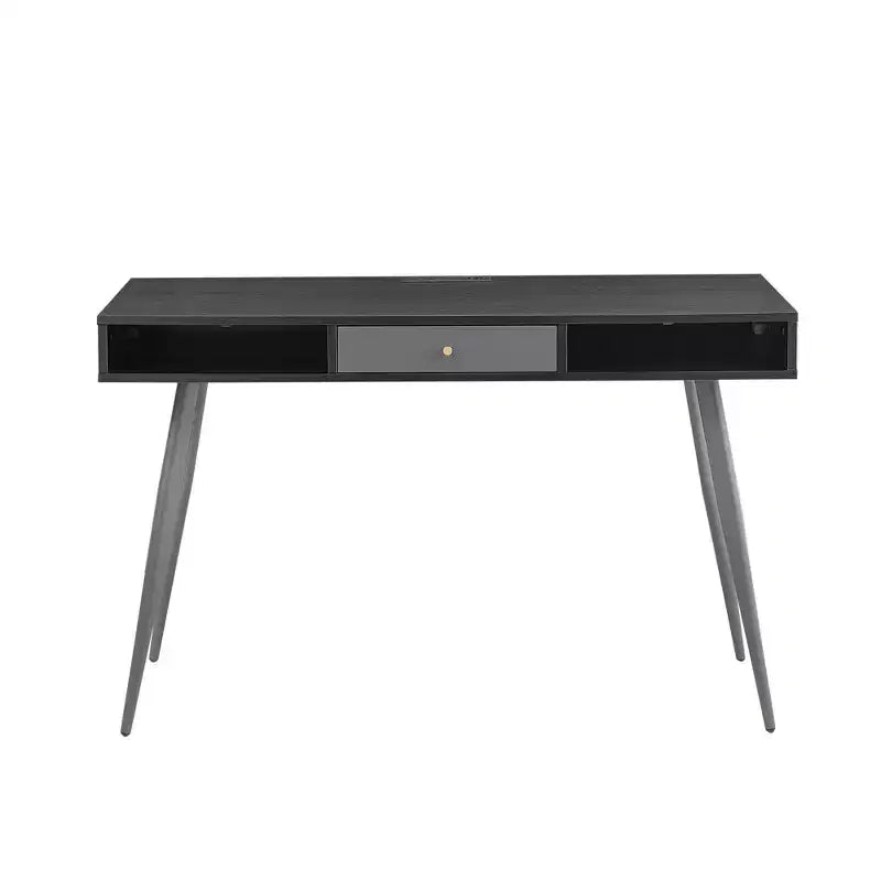 Okak 47.24IN Modern Office Desk with Minimalism Design, Computer Desk with 1 Drawers and 2 Shelves, Small Desk for Home, Office
