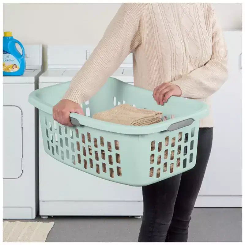 Sterilite HipHold Laundry Basket, 1.5 Bushel Plastic Clothes Hamper, Mint, 24 Pk