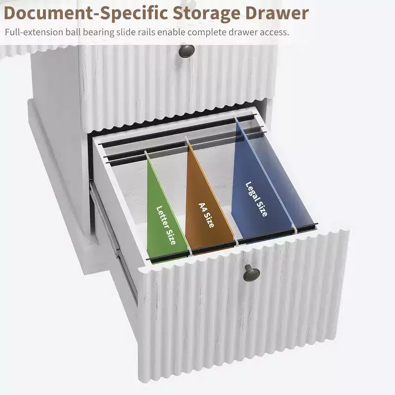 Home Desk Storage with Recesses, 54 Inch Modern Executive Desk, Wooden Writing Desk with File Drawer for Study Room