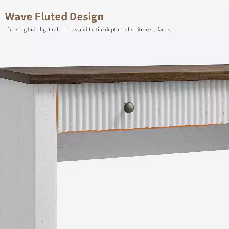 Home Desk Storage with Recesses, 54 Inch Modern Executive Desk, Wooden Writing Desk with File Drawer for Study Room