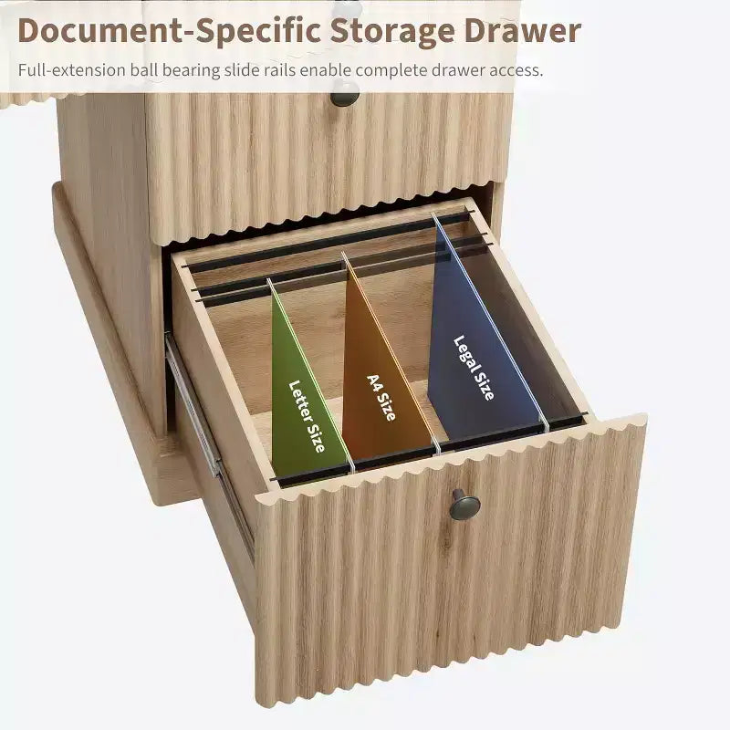 Home Desk Storage with Recesses, 54 Inch Modern Executive Desk, Wooden Writing Desk with File Drawer for Study Room