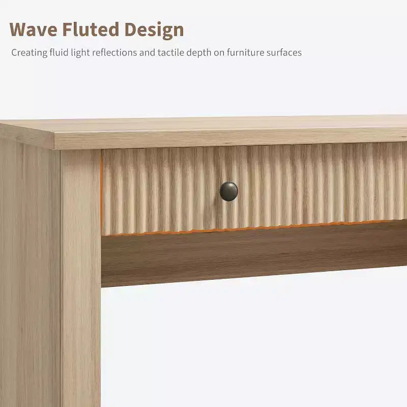 Home Desk Storage with Recesses, 54 Inch Modern Executive Desk, Wooden Writing Desk with File Drawer for Study Room