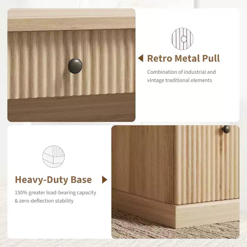 Home Desk Storage with Recesses, 54 Inch Modern Executive Desk, Wooden Writing Desk with File Drawer for Study Room