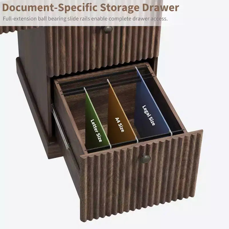 Home Desk Storage with Recesses, 54 Inch Modern Executive Desk, Wooden Writing Desk with File Drawer for Study Room