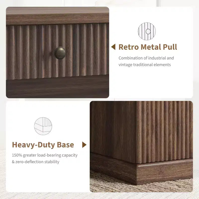 Home Desk Storage with Recesses, 54 Inch Modern Executive Desk, Wooden Writing Desk with File Drawer for Study Room