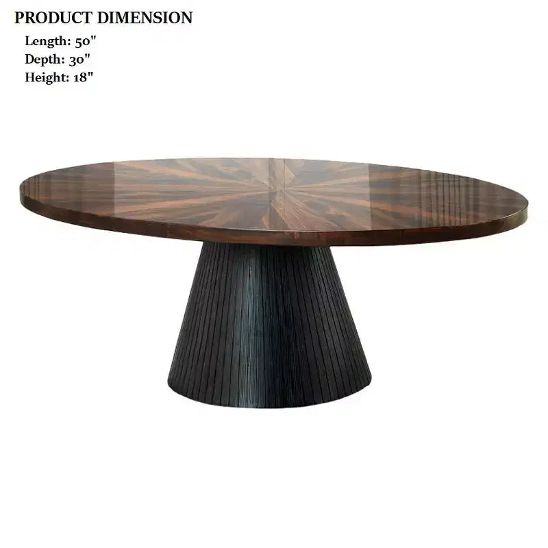 GDFStudio Xavier Contemporary Oval Wooden Coffee Table with Drum Base