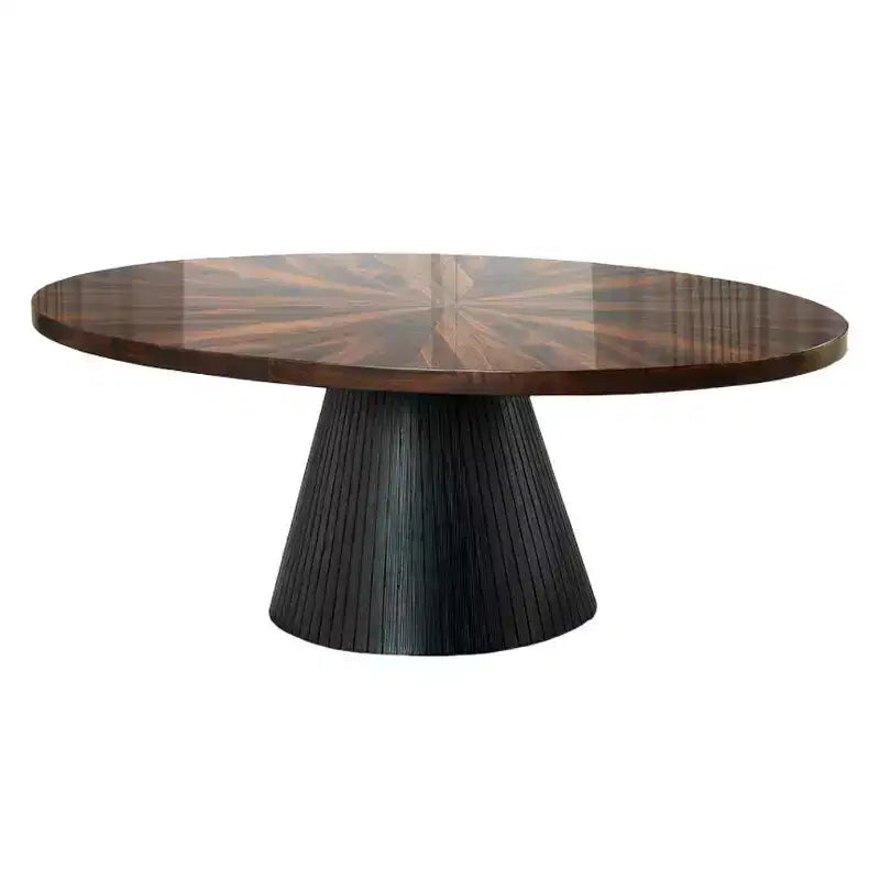 GDFStudio Xavier Contemporary Oval Wooden Coffee Table with Drum Base