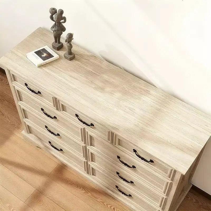 9 Drawer Farmhouse Dresser, Rustic Chest of Drawers with Ample Storage, Solid Wood Look & Metal Handles, Bedroom Clothes Organizer
