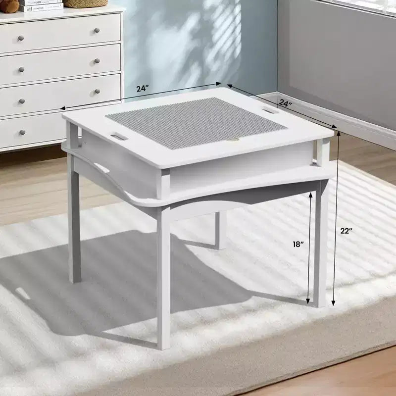JOYMOR Kids Activity Table,Detachable 2 in 1 Block Table with Storage, Kids Building Block Table Suitable for Boys and Girls, Gray & White