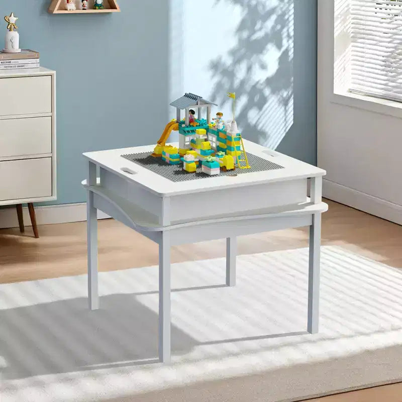 JOYMOR Kids Activity Table,Detachable 2 in 1 Block Table with Storage, Kids Building Block Table Suitable for Boys and Girls, Gray & White