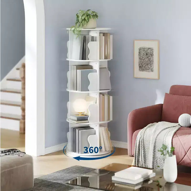 4-layer rotating bookshelf, 360 rotating bookcase, multi-layer storage rack, suitable for living room, study room and bedroom