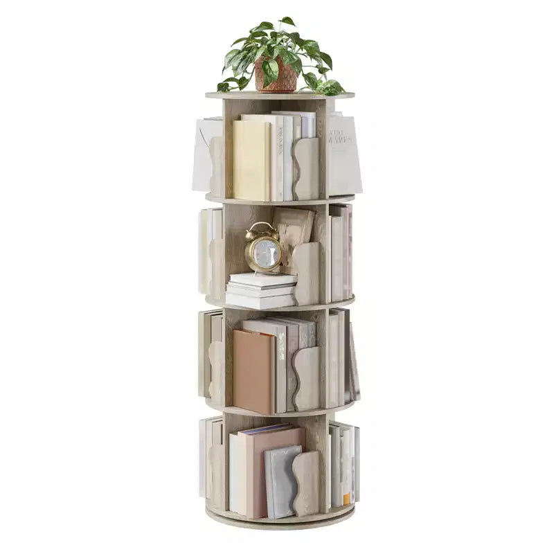 4-layer rotating bookshelf, 360 rotating bookcase, multi-layer storage rack, suitable for living room, study room and bedroom