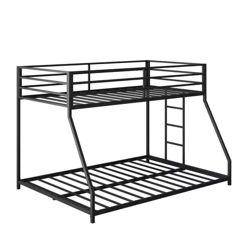 Okak 77.8IN Twin-Over-Full Size Metal Bunk Bed with Removable Ladder, No Box Spring Needed Bed Frames, Twin Bunk Beds for Teens and Adults, Black