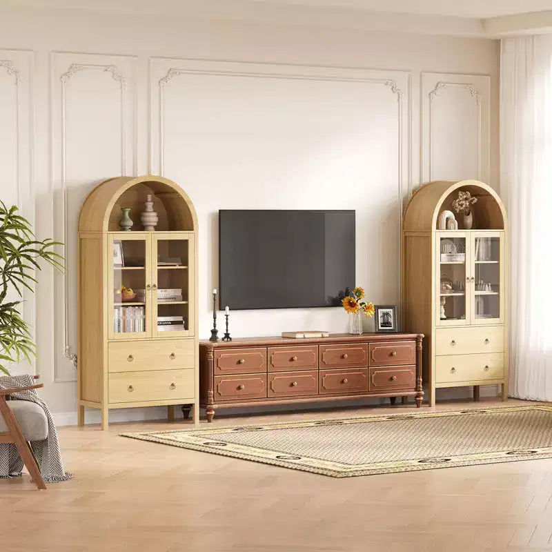 71 Tall Arched Kitchen Pantry, Modern Farmhouse Wood Kitchens Storage Cabinets for Kitchen, Dining Room