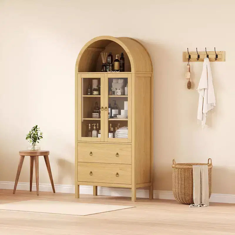 71 Tall Arched Kitchen Pantry, Modern Farmhouse Wood Kitchens Storage Cabinets for Kitchen, Dining Room