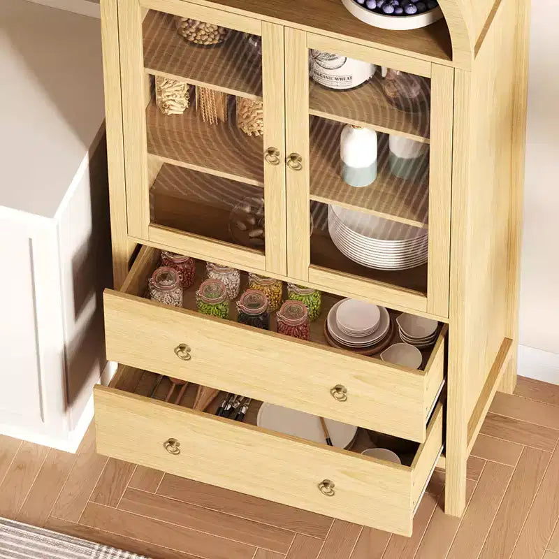 71 Tall Arched Kitchen Pantry, Modern Farmhouse Wood Kitchens Storage Cabinets for Kitchen, Dining Room