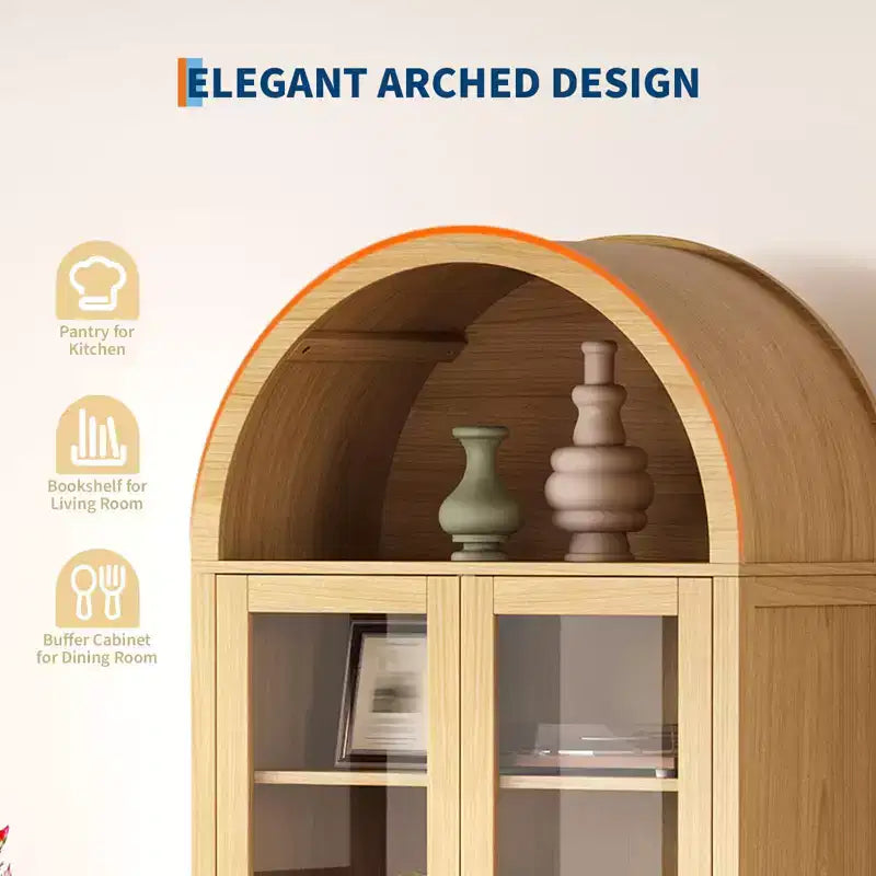 71 Tall Arched Kitchen Pantry, Modern Farmhouse Wood Kitchens Storage Cabinets for Kitchen, Dining Room