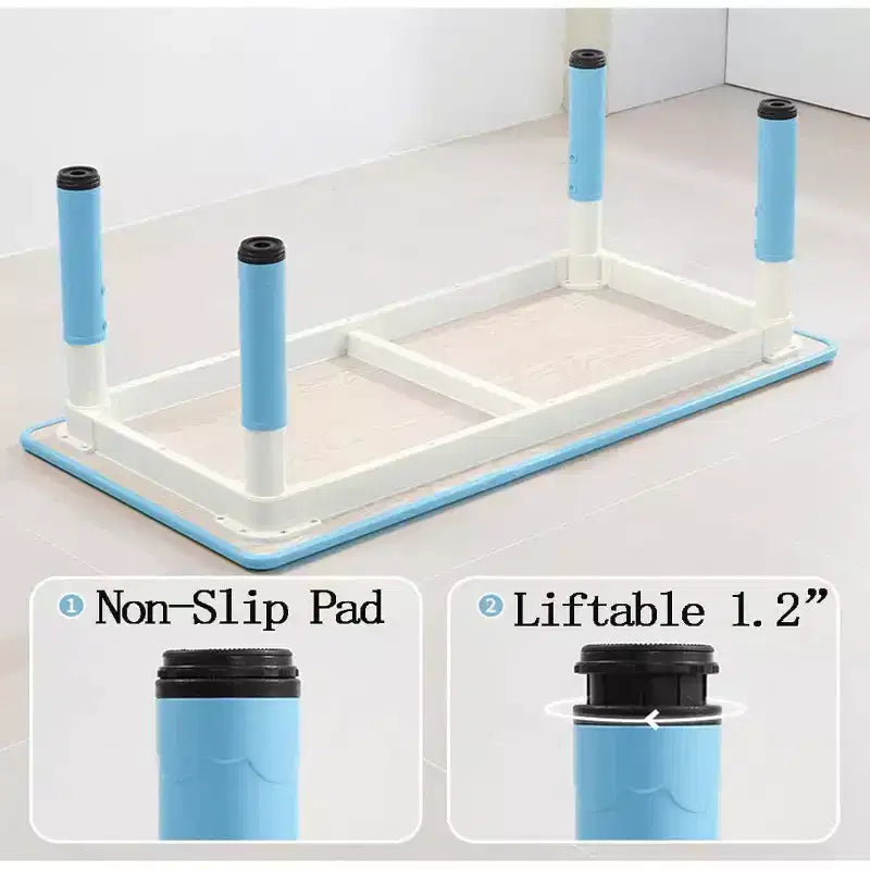 Kids Table Set, 47 Modern Height Adjustable Toddler Table & 6 Chairs Set w/Non-Slip Desk Legs & Organizer Graffiti Desktop for Preschool
