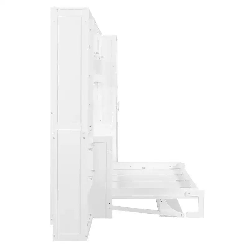 Whisen Full Size Murphy Bed & Wall Bed with Closet , Drawers and Shelves