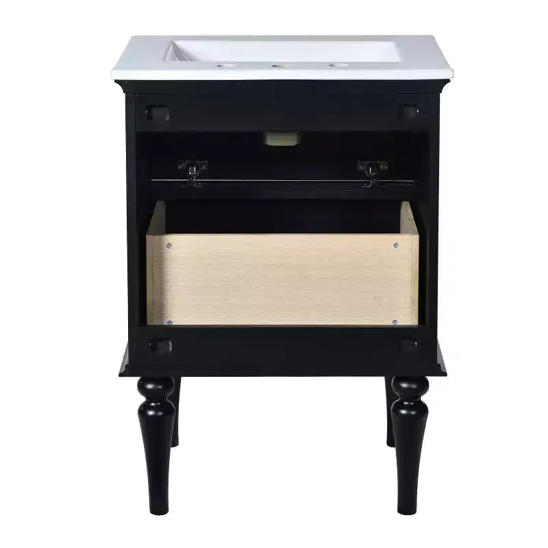 24 Small Bathroom Vanity with Sink, Bathroom Storage Cabinet with Drawers, Black